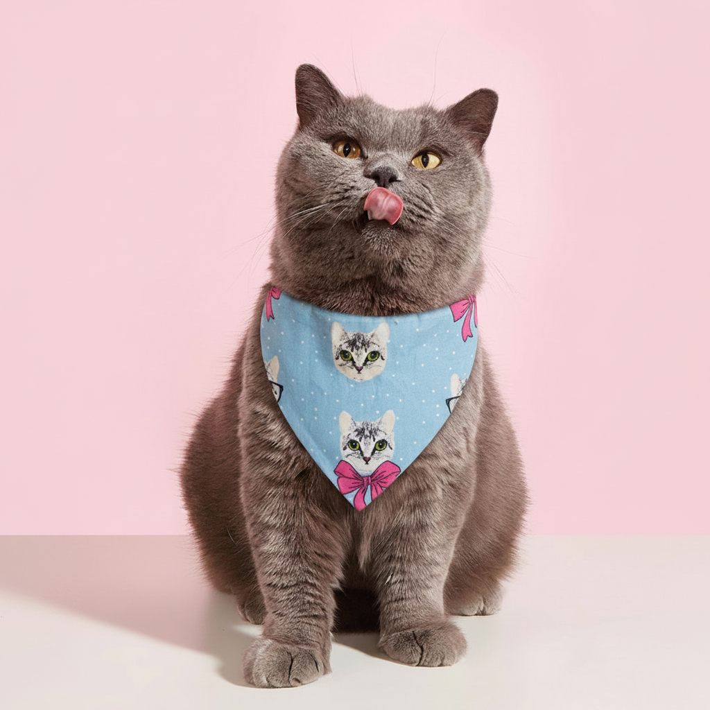 Le Bandana Ronron – chat avec bandana bleu